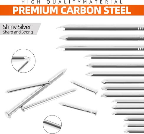 5 Sizes Black Hardware Nails Assortment Kit, Picture Hanging Nails, Finishing Nails, Wood Nails, Wall Nails for Hanging, Small Nails, 400 PCS in Saudi Arabia