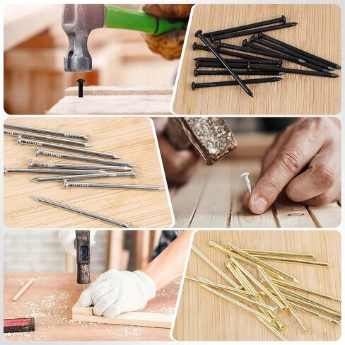5 Sizes Black Hardware Nails Assortment Kit, Picture Hanging Nails, Finishing Nails, Wood Nails, Wall Nails for Hanging, Small Nails, 400 PCS in Saudi Arabia