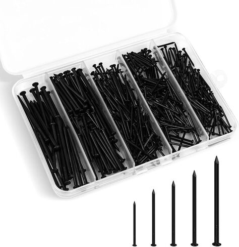 5 Sizes Black Hardware Nails Assortment Kit, Picture Hanging Nails, Finishing Nails, Wood Nails, Wall Nails for Hanging, Small Nails, 400 PCS in Saudi Arabia