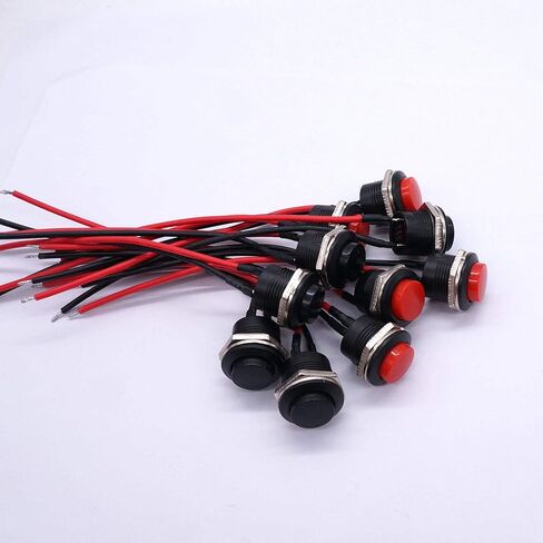 Weideer 5 قطع 16 مم مفتاح زر ضغط لحظي SPST AC250V/3A AC125V/6A ON Off 2 دبوس مفتاح بلاستيكي دائري صغير ذاتي إعادة الضبط (5 ألوان) مع أسلاك ملحومة مسبقًا R13-507-5-X in Saudi Arabia