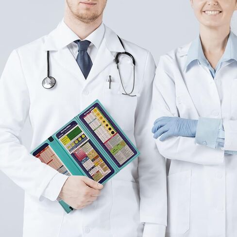 حافظة للتمريض قابلة للطي، حافظة قابلة للطي مع أوراق الغش لطبعة التمريض، 3 طبقات حافظة للممرضات مع مشبك منخفض ومشبك قلم جيب حافظة ثلاثية الطي للطلاب والممرضات والأطباء، نعناع in Kuwait