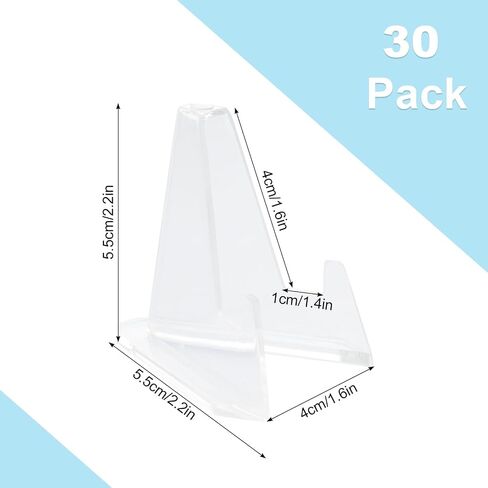 30 Packs Card Display Stand Clear Acrylic Easel Stands Coin Display Easel Holder Mini Card Stands Sports Card Holder for Coin Graded Card Challenge Medals Sports Card Baseball Card Trading Card in Saudi Arabia