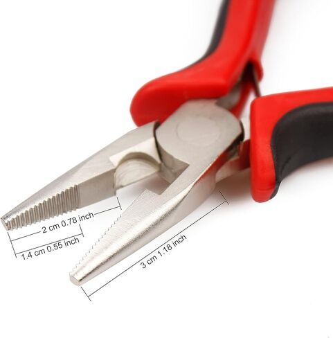 Needle Nose Pliers with Serrated Jaws for Micro Nano Ring Hair Extensions, Micro Link Hair Feather Extensions, Jewelry Making, Bending Wire and Small Object Gripping (1 Piece, JZQ002) in Kuwait