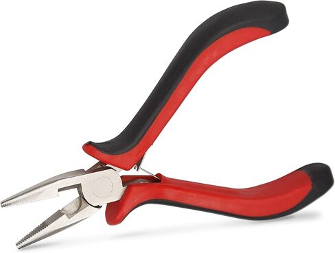 Needle Nose Pliers with Serrated Jaws for Micro Nano Ring Hair Extensions, Micro Link Hair Feather Extensions, Jewelry Making, Bending Wire and Small Object Gripping (1 Piece, JZQ002) in Kuwait