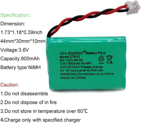 بطارية هاتف لاسلكية GEILIENERGY 27910 قابلة لإعادة الشحن متوافقة مع 89-1323-00-00 E1112 E2801 TL72108 SD-7501 23-959 سماعات لاسلكية 3.6 فولت (عبوة من 4) in Kuwait
