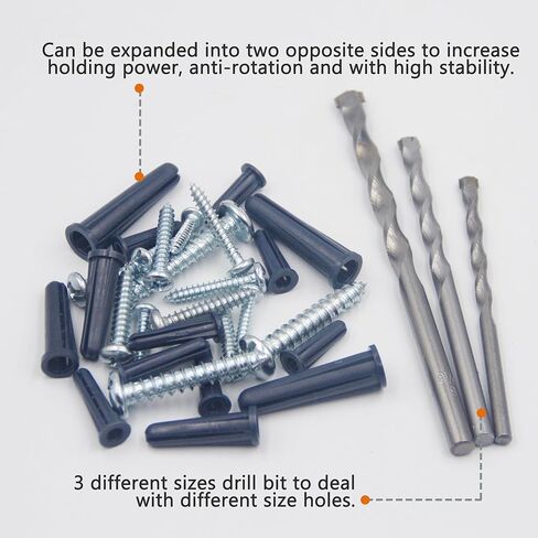 ISPINNER 273 قطعة من مسامير تثبيت الجدار الخرسانية المخروطية، مجموعة متنوعة من رؤوس المثقاب، 135 قطعة مرساة و135 قطعة من براغي التنصت مع 3 قطع من رؤوس مثقاب البناء (أزرق داكن) in Kuwait