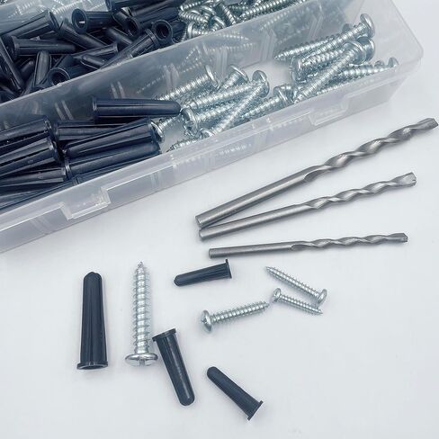 ISPINNER 273 قطعة من مسامير تثبيت الجدار الخرسانية المخروطية، مجموعة متنوعة من رؤوس المثقاب، 135 قطعة مرساة و135 قطعة من براغي التنصت مع 3 قطع من رؤوس مثقاب البناء (أزرق داكن) in Kuwait