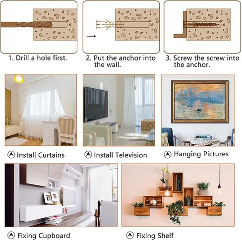 ISPINNER 273 قطعة من مسامير تثبيت الجدار الخرسانية المخروطية، مجموعة متنوعة من رؤوس المثقاب، 135 قطعة مرساة و135 قطعة من براغي التنصت مع 3 قطع من رؤوس مثقاب البناء (أزرق داكن) in Kuwait