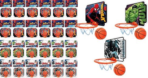 JA-RU Marvel Legends Basketball Hoop Indoor Set with Ball (3 Units Assorted) Superhero Avengers Spiderman Black Panther & Hulk Basket Ball Goal Net. Self Adhesive for Wall or Door. Spid-6822-3s in Saudi Arabia