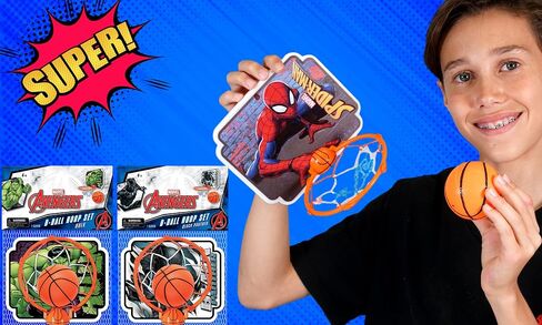 JA-RU Marvel Legends Basketball Hoop Indoor Set with Ball (3 Units Assorted) Superhero Avengers Spiderman Black Panther & Hulk Basket Ball Goal Net. Self Adhesive for Wall or Door. Spid-6822-3s in Saudi Arabia