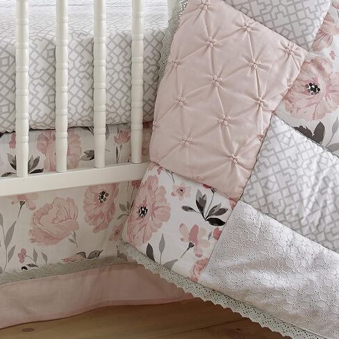 Levtex Baby - Elise Diaper Changing Pad Cover - Fits Most Standard Changing Pads - Floral Birds - Pink, Grey, and White - Nursery Accessories - Plush in Saudi Arabia