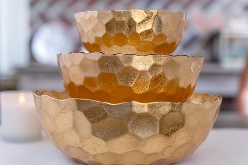 وعاء صغير على شكل قرص العسل الذهبي الزجاجي من فيتري روفولو، طبق مزخرف، وعاء فواكه وحلوى للمكتب/المنزل in Kuwait