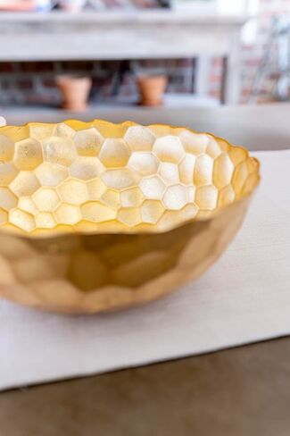 وعاء صغير على شكل قرص العسل الذهبي الزجاجي من فيتري روفولو، طبق مزخرف، وعاء فواكه وحلوى للمكتب/المنزل in Kuwait