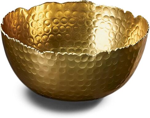 India Handicrafts Hammered Dimpled Gold Tone 8 inch Metal Decorative Bowl in Saudi Arabia