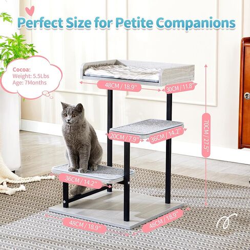 برج شجرة القطط مقاس 27 بوصة من Made4Pets، خطوات تسلق شجرة القطط الصغيرة للقطط الداخلية، شجرة نشاط متعددة المستويات مع جثم علوي، 3 خطوات، وسادة وحصائر مضادة للانزلاق in Kuwait