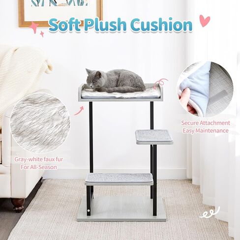 برج شجرة القطط مقاس 27 بوصة من Made4Pets، خطوات تسلق شجرة القطط الصغيرة للقطط الداخلية، شجرة نشاط متعددة المستويات مع جثم علوي، 3 خطوات، وسادة وحصائر مضادة للانزلاق in Kuwait