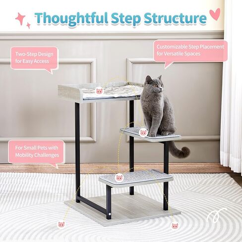 برج شجرة القطط مقاس 27 بوصة من Made4Pets، خطوات تسلق شجرة القطط الصغيرة للقطط الداخلية، شجرة نشاط متعددة المستويات مع جثم علوي، 3 خطوات، وسادة وحصائر مضادة للانزلاق in Kuwait