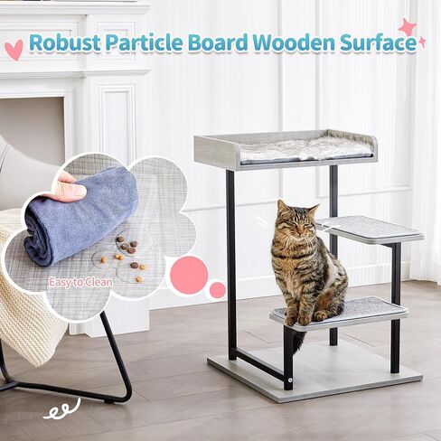 برج شجرة القطط مقاس 27 بوصة من Made4Pets، خطوات تسلق شجرة القطط الصغيرة للقطط الداخلية، شجرة نشاط متعددة المستويات مع جثم علوي، 3 خطوات، وسادة وحصائر مضادة للانزلاق in Kuwait