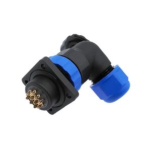 SP20 90 درجة الكوع موصل 2/3/4/5/6/7/8/9/10/12/14Pin IP68 شفة المقبس زاوية موصلات 1 قطعة (9 دبوس) in Kuwait