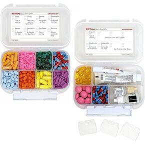 Large Pill Organizer, 8 Compartment Big Pillbox for Travel, Airtight Design, Easy Travel Medication Management, Adjustable Dividers, Gasket Waterproof Med Box with Medication Map (Clear - 1 Pack) in Kuwait