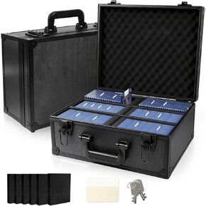 Toploader Storage Box for 3" x 4" 35pt Rigid Cards,Trading Card Case with Key Lock for Sports Cards Holds 600+ Toploaders or 135+ Magnetic Holders with 40pcs Labels and 6 Foam in Kuwait