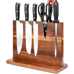Magnetic Knife Block Double Sided Magnetic Knife Holder Rack with Strong Enhanced Magnets Acacia Wood Magnetic Knife Storage Stand in Saudi Arabia