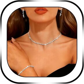 حجر الراين مجموعة مجوهرات فضية كريستال قلادة قلادة مجموعات مجوهرات الزفاف الماس سلسلة قلادة قلادة أقراط وسوار سباركلي الزفاف الزفاف حفلة موسيقية رسمية مجموعة مجوهرات للنساء in Kuwait