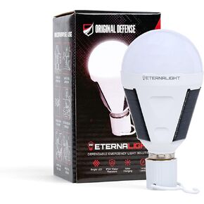 مصابيح LED الأصلية القابلة لإعادة الشحن EternaLight من Defense (عدد واحد) - مصابيح إضاءة للطوارئ مع بطارية احتياطية لانقطاع التيار الكهربائي، والمنزل، والتخييم، والأنشطة الخارجية - تعمل بالطاقة الشمسية in Kuwait