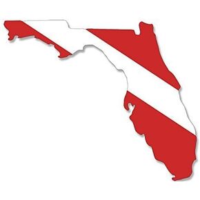 Florida Shaped Scuba Dive Flag Sticker Decal (Diving Florida Decal) 4 x 5 inch in Kuwait