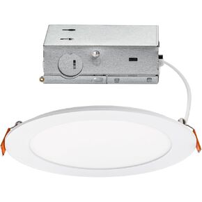 مصباح LED دائري 5 بوصات 650 لومن منشئ أساسي ومبيت لإعادة التشكيل أو البناء الجديد مع 5-CCT 2700-3000-3500-4000-5000K باللون الأبيض (عبوة من 12) مصنف بتصنيف IC in Kuwait