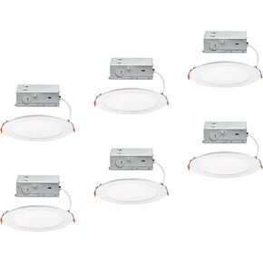 مصباح LED دائري 5 بوصات 650 لومن منشئ أساسي ومبيت لإعادة التشكيل أو البناء الجديد مع 5-CCT 2700-3000-3500-4000-5000K باللون الأبيض (عبوة من 12) مصنف بتصنيف IC in Kuwait