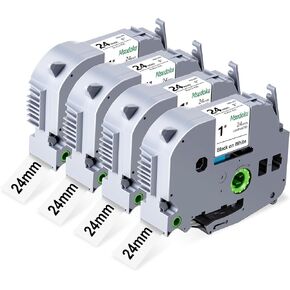 متوافق مع Brother P Touch Label Tape 1 بوصة Tze TZ TZ 24mm 0.94 أبيض مغلفة TZC251 Tze251 Tze-251 لـ Ptouch PT-D600 PT-P710BT PT-P700 صانع الملصقات ، 1 "× 26.2" ، 4 عبوات in Kuwait