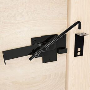 1Pack Barn Door Latch,Sliding Door Latch with Hook,Black Shed Cam Latch,7in Adjustable Lock Lever,for Farm Garden Courtyard Wooden Door,Pet Partition Door in Saudi Arabia
