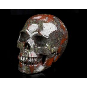 Skullis 5.0 "Dragon Blood Jasper جمجمة كريستالية منحوتة يدويًا، شفاء كريستالي، منحوتة يدويًا من الأحجار الكريمة للفنون الجميلة، تمثال حجر شفاء الريكي.3315. in Kuwait