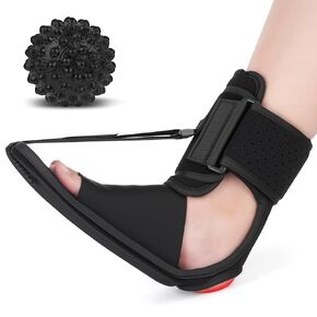 Upgraded Plantar Fasciitis Night Splint with Massage Ball for Foot Pain Relief Causing by Plantar Fasciitis, Achilles Tendonitis, Heel Spur, Comfortable & Easy-to-use Brace for Men & Women, Black Medium in Saudi Arabia