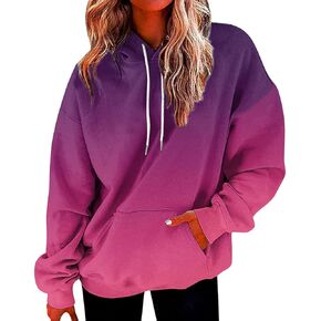 Womens Oversized Hoodies Trendy Fall Long Sleeve Cute Sweatshirts Hooded Winter Plus Size Warm Pullover with Pocket in Kuwait