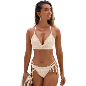 طقم بيكيني نسائي من CUPSHE مكون من قطعتين لباس سباحة متوسط ​​الارتفاع وأكواب مصبوبة وربطة عنق متقاطعة in Kuwait