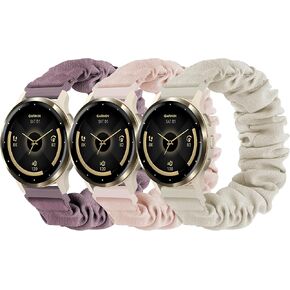 أربطة سكرانشي قابلة للتمدد متوافقة مع Garmin Venu 3S/Venu 2S، شريط مطاطي رياضي من النايلون 18 مم لـ Vivoactive 4S/Vivomove 3S/Forerunner 255S/Forerunner 265S للنساء والرجال (3 عبوات) in Kuwait