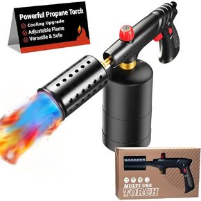 Propane Torch, Cooking Blow Torch Gun with Safety Lock, Charcoal Lighter, Flame Thrower, Kitchen Food Torch Head for Grill, Sous Vide, BBQ (Tank Not Included) (Carbon fiber) in Saudi Arabia