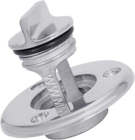 White Water 8079S Marine 316 Stainless Steel Captive Garboard Drain Plug, 1-1/4" Cut-Out, Round in Saudi Arabia