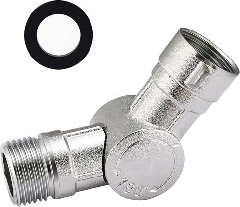 موصل دوار معدني قابل للتعديل من Watflow 180 درجة و360 درجة، نحاس متين ومطلي بالكروم، يمنع الالتواء والالتواء - متوافق مع خراطيم الحدائق القياسية بالولايات المتحدة الأمريكية in Kuwait