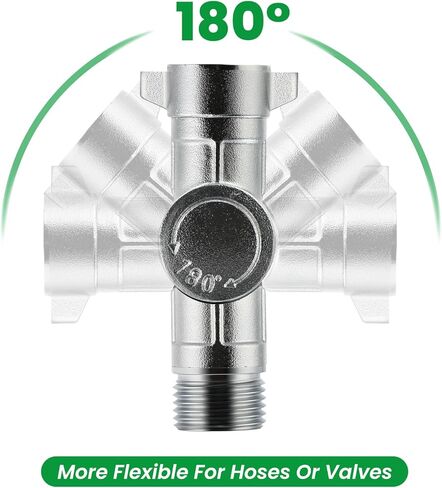 موصل دوار معدني قابل للتعديل من Watflow 180 درجة و360 درجة، نحاس متين ومطلي بالكروم، يمنع الالتواء والالتواء - متوافق مع خراطيم الحدائق القياسية بالولايات المتحدة الأمريكية in Kuwait