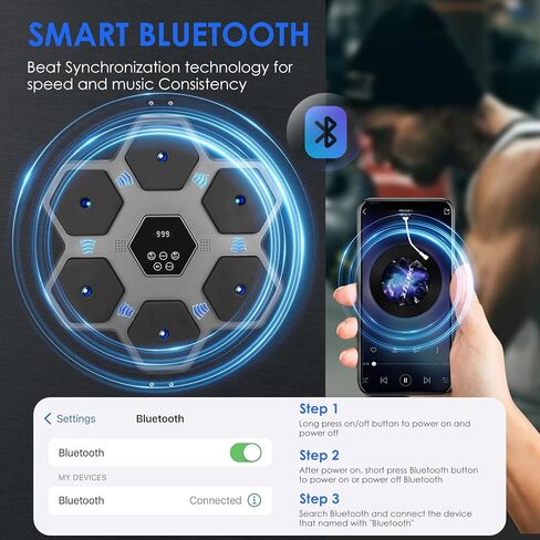 Music Boxing Machine with Blue Light Music and LED Lights for Home Gym Use by Adults and Children (Gray) in Saudi Arabia