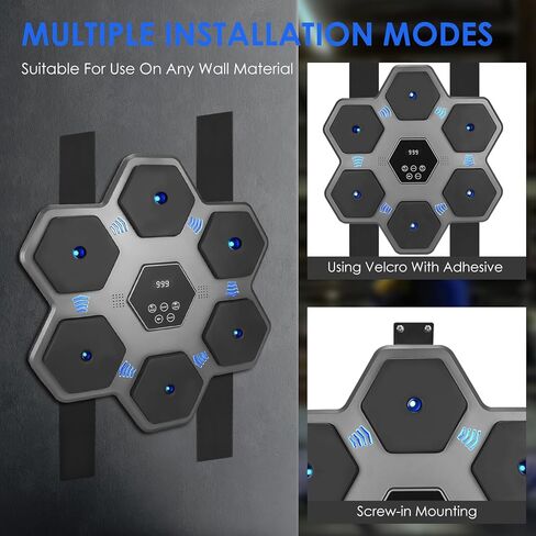 Music Boxing Machine with Blue Light Music and LED Lights for Home Gym Use by Adults and Children (Gray) in Saudi Arabia