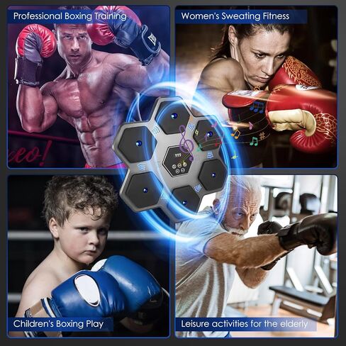 Music Boxing Machine with Blue Light Music and LED Lights for Home Gym Use by Adults and Children (Gray) in Saudi Arabia