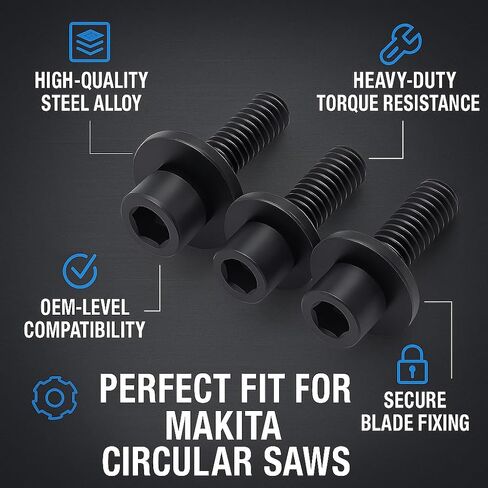 266133-3 M6x20 Blade Clamp Bolt (4 Pack), Heavy Duty Metal Hex Fixing Screw Replacement for Makita BSS611 DSS611 DSS610 4105KB SS610D 4101RH Circular Saw Parts in Saudi Arabia
