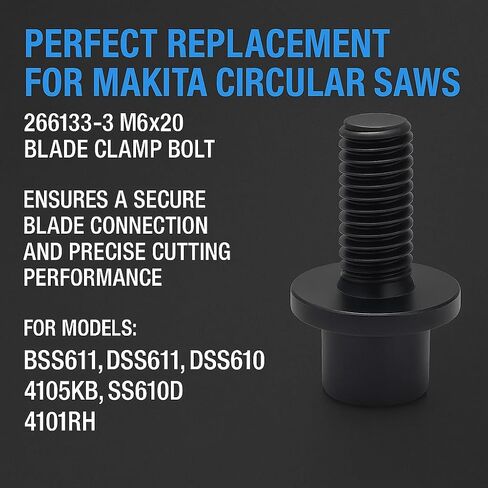 266133-3 M6x20 Blade Clamp Bolt (4 Pack), Heavy Duty Metal Hex Fixing Screw Replacement for Makita BSS611 DSS611 DSS610 4105KB SS610D 4101RH Circular Saw Parts in Saudi Arabia