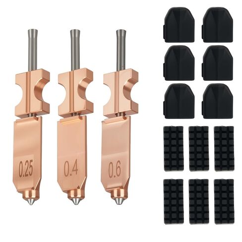 طقم Hotend 2PK مطور بقطر 0.4 مم لفوهة Flashforge AD5X - استبدال جميع الأطراف المعدنية الساخنة/رأس الطباعة، أنبوب تسخين فوهة سريع التحرير مع 4 قطع جورب سيليكون إضافية + 4 قطع فرشاة فوهة in Kuwait