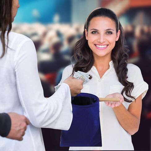 حقيبة تقديم الكنيسة بمقابض قابلة للفصل - حقيبة مجموعة العشور المخملية الناعمة، حقيبة تبرعات قابلة للغسل والمحمولة لخدمة السفر والخدمة، تصميم قابل للطي (أحمر وردي 11.8 * 5.7 بوصة) in Kuwait