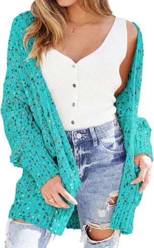 SELINK Women's Cardigan Sweater Casual Confetti Rib Knit Long Sleeve Cardigan Daily Outwear in Saudi Arabia